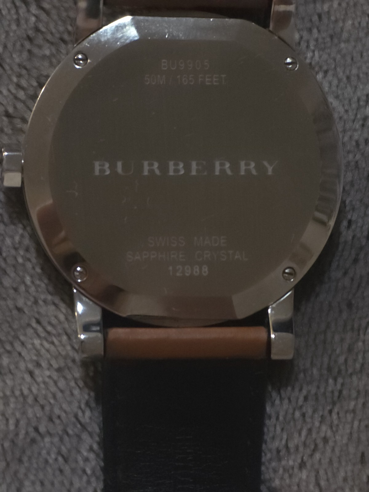 Burberry BU9905 The City Swiss Sapphire Black Dial Brown Leather Box Papers