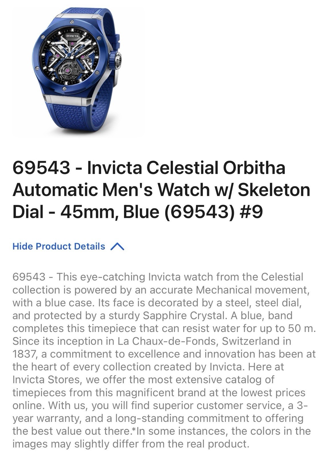 🔥Invicta Celestial K9 Case AUTOMATIC 45mm w/Skeleton Dial, Lock Case 69543