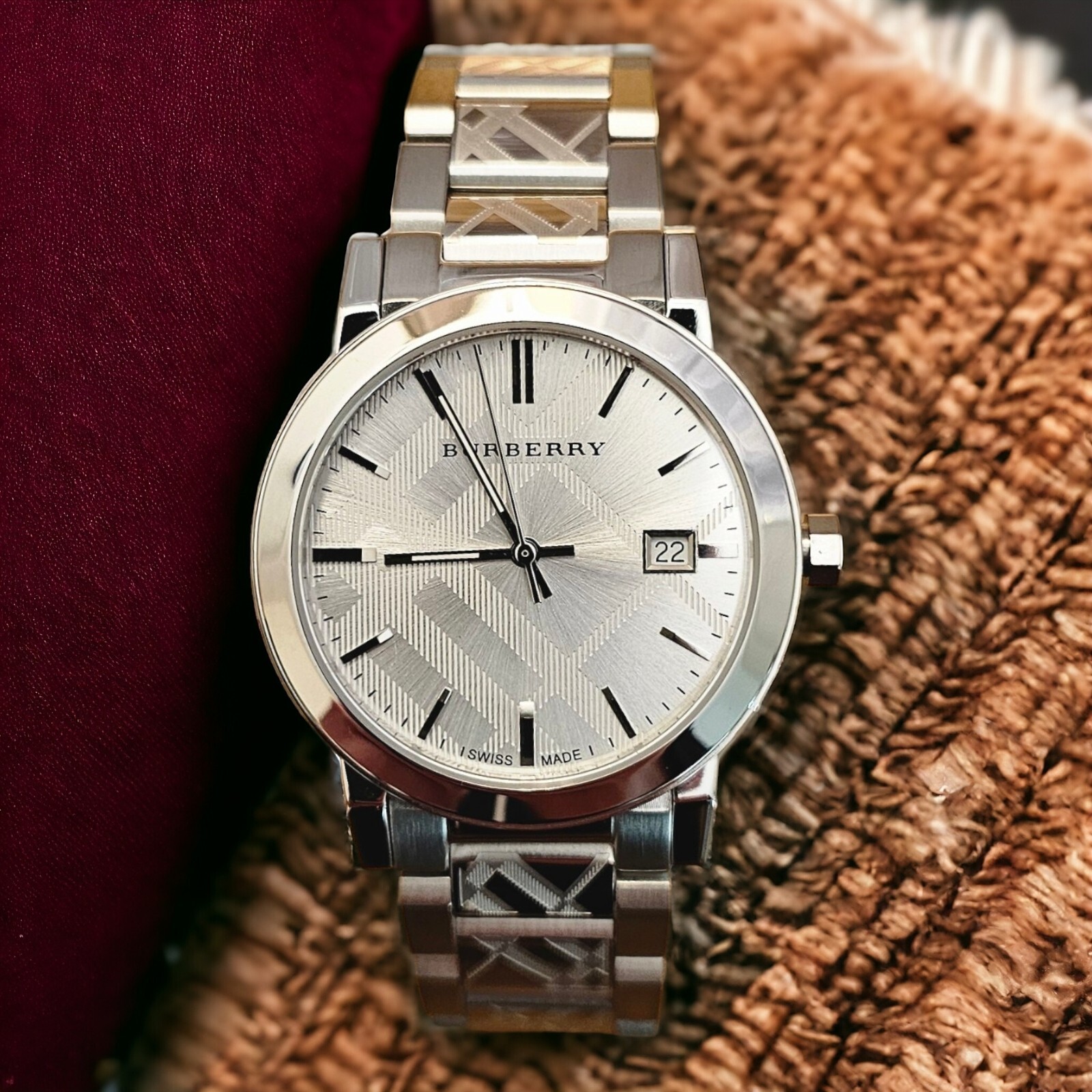 ⭐Burberry® BU 9037 Unisex 38mm Engraved Silver ⭐