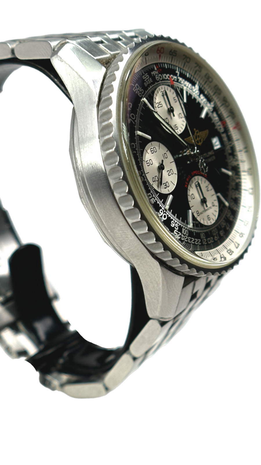 Breitling Navitimer Men’s Black Watch with Baton Indexes Stainless Steel…