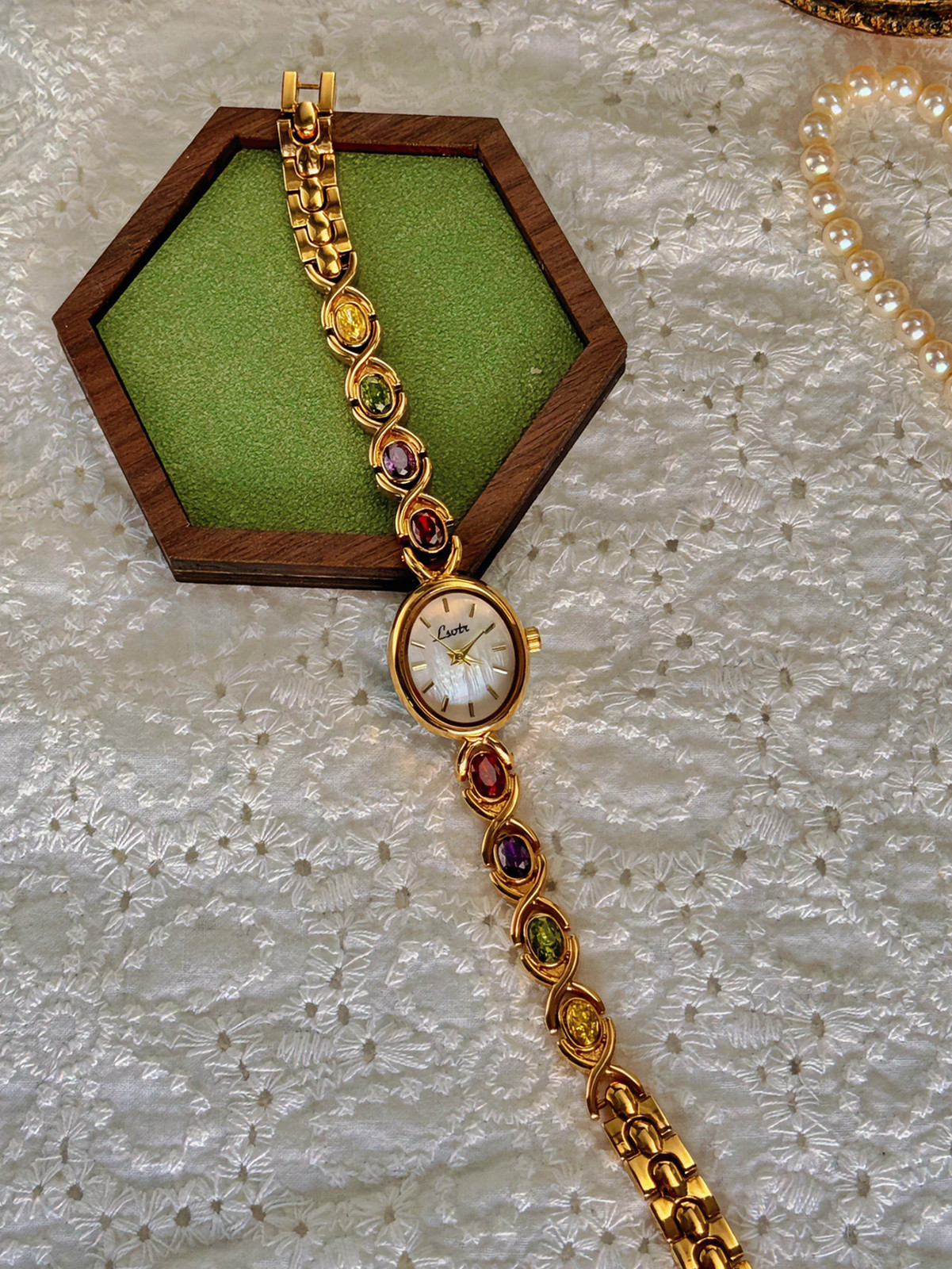 1pc New High-End Luxury Women’s Watch Embedded With Colorful Tourmalines