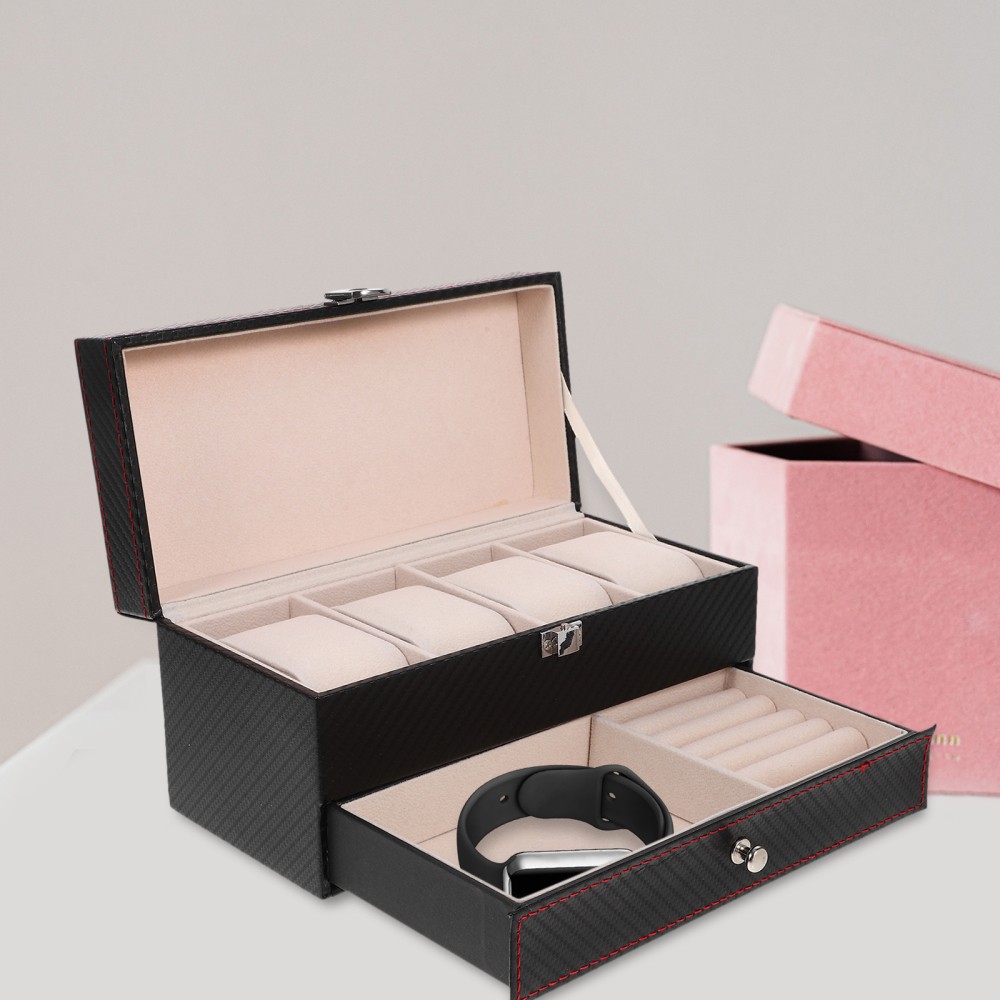 Moisture Proof Watch Display Box Black Home Use 1Pcs 8.8×4.2×4.3in
