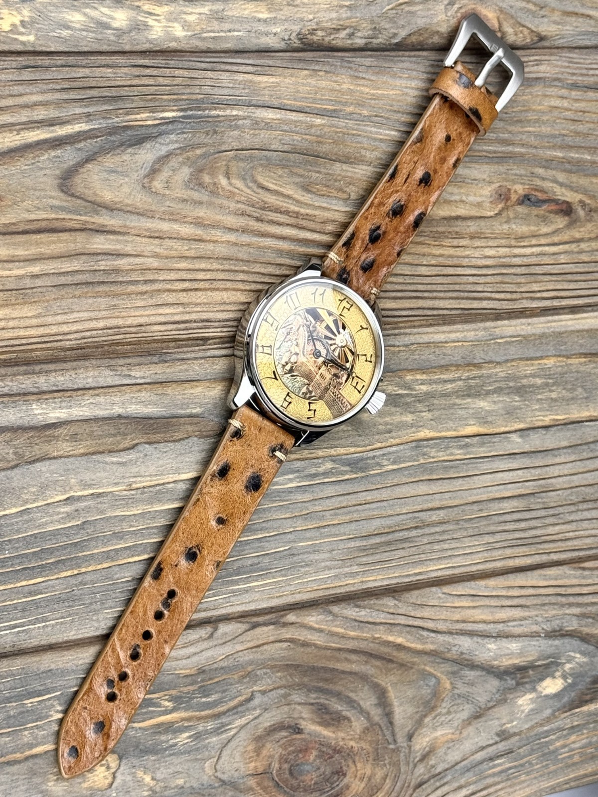 Skeleton Watch Hand Engraved & Vintage Swiss Pocket Watch Movement China, 48mm
