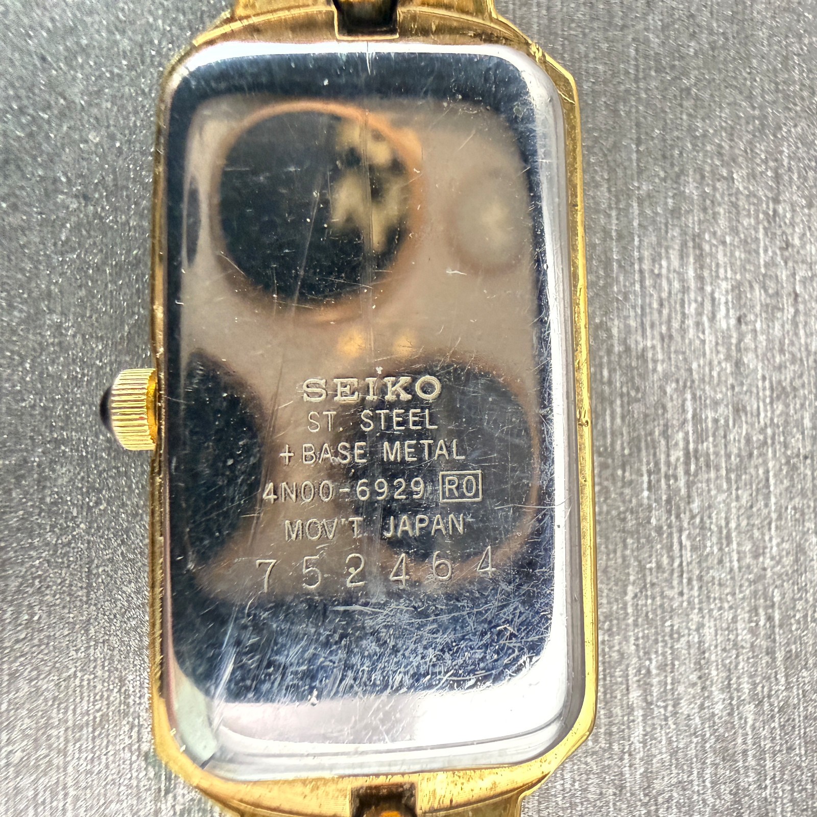 Seiko Watch Women 16mm Cream Dial Gold Tone Rectangle 4N00-6929 New Battery VTG
