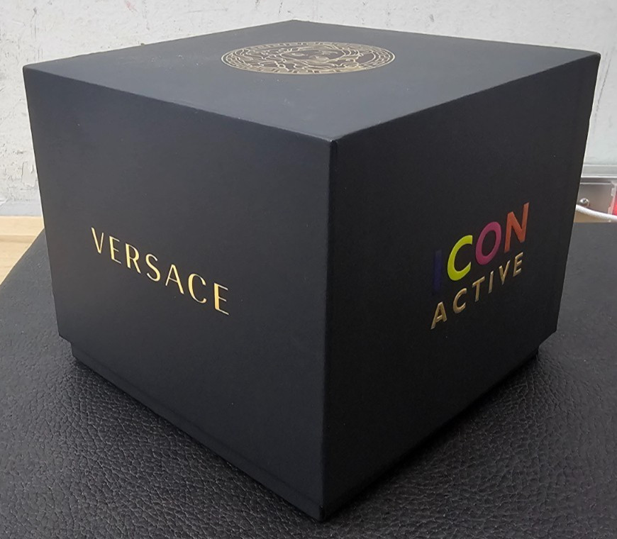 Versace Icon Active Indiglo Quartz Watch, Polycarbonate, Blue 43mm, VE6E00323