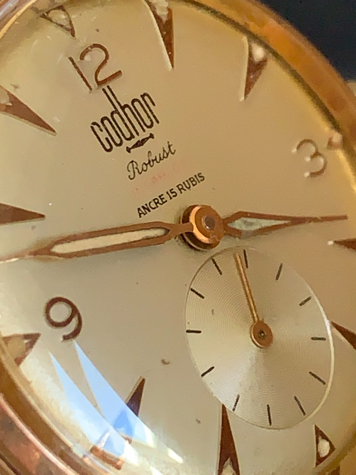 Rare Vintage Codhor Robust 15 Jewel watch Cupillard 233-60 With sub-second dial