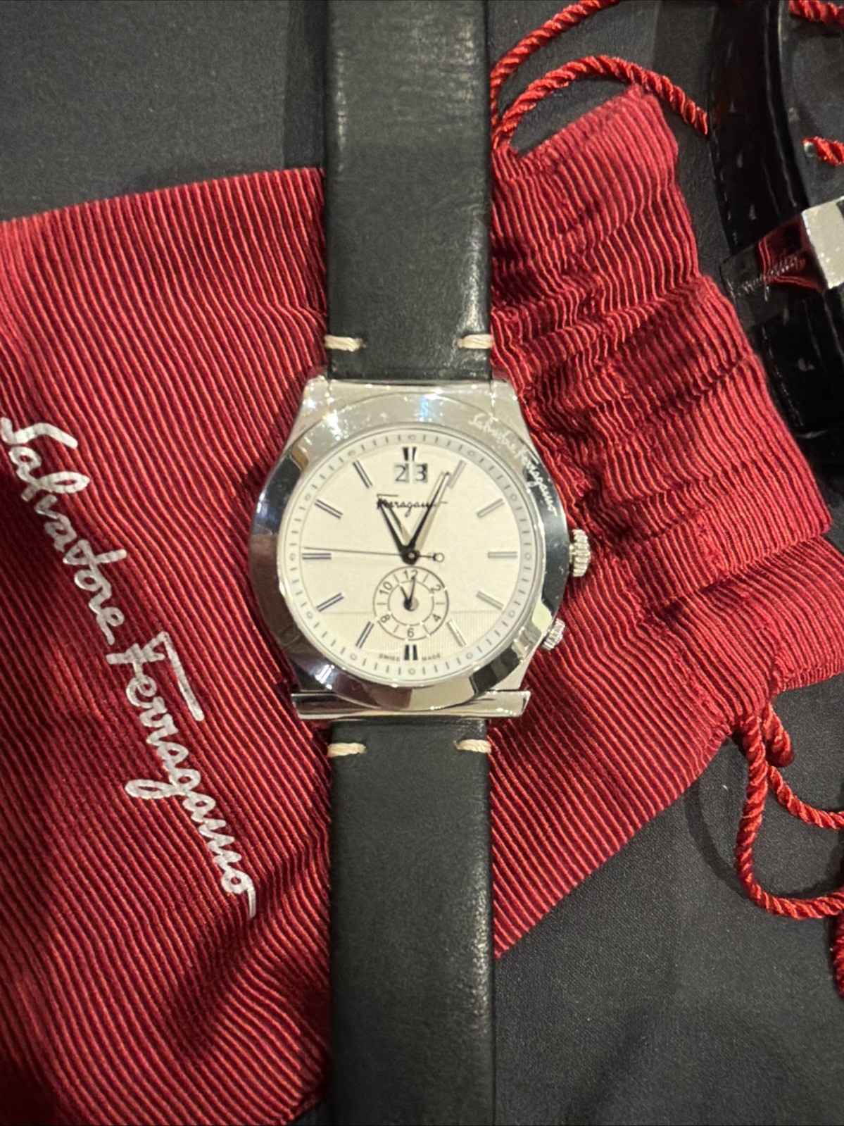 salvador ferragamo Men’s Quartz Movement Stainless Steel On A Leather Band ￼