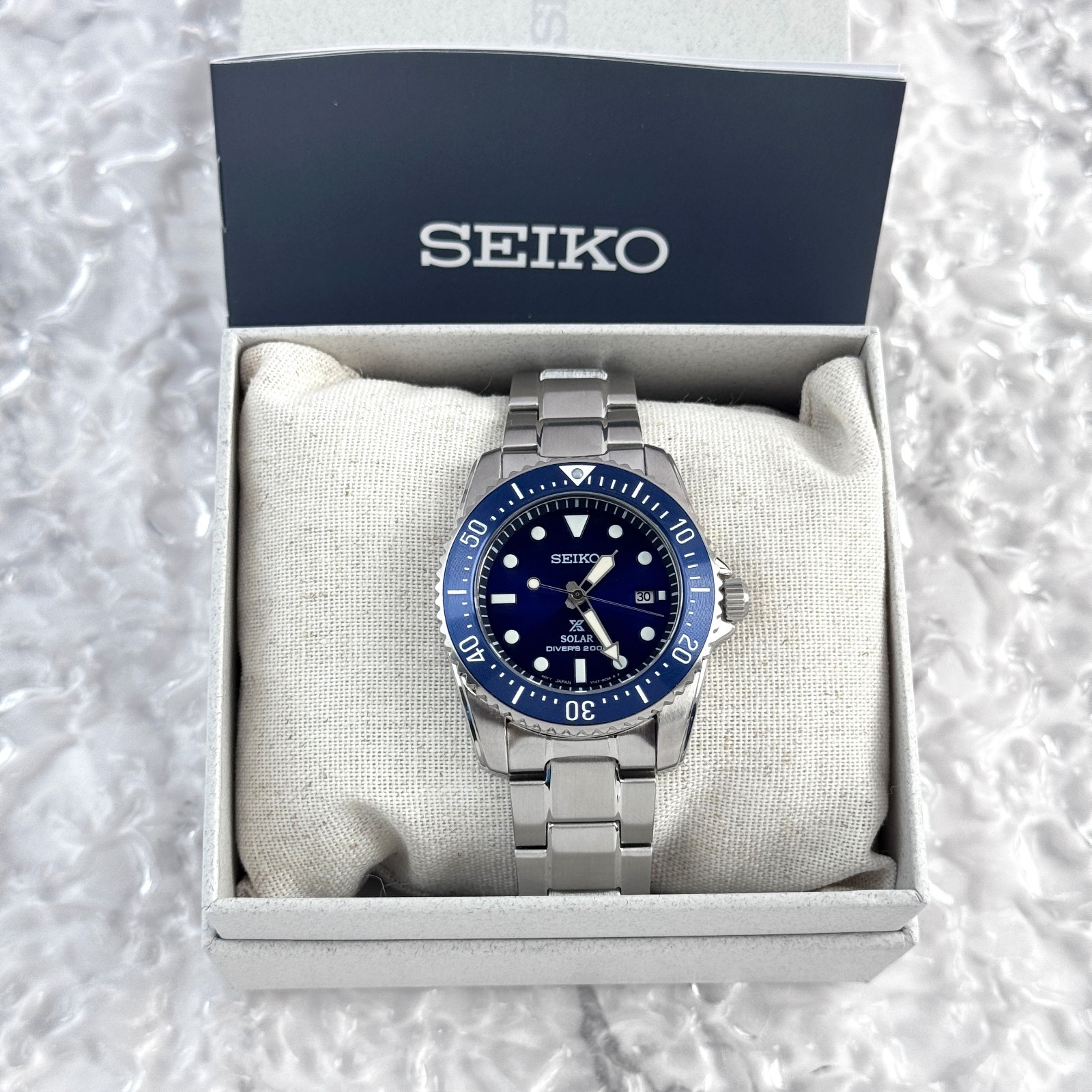 Seiko Men’s Prospex Sea SNE585 Blue Dial Solar Diver Watch 38.5mm