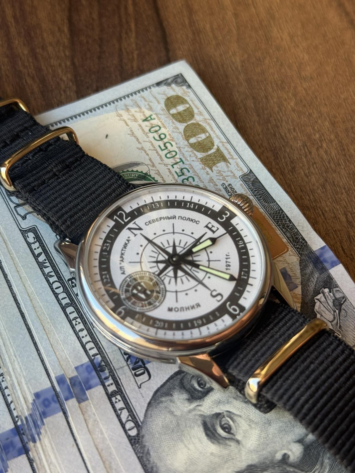 Watch Mechanical Wrist Molniya Compass Men’s Russian Soviet USSR Strap Vintage
