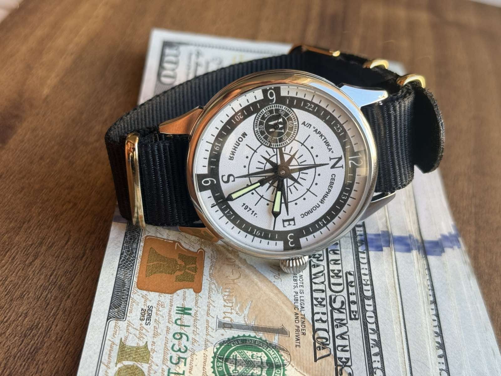 Watch Mechanical Wrist Molniya Compass Men’s Russian Soviet USSR Strap Vintage