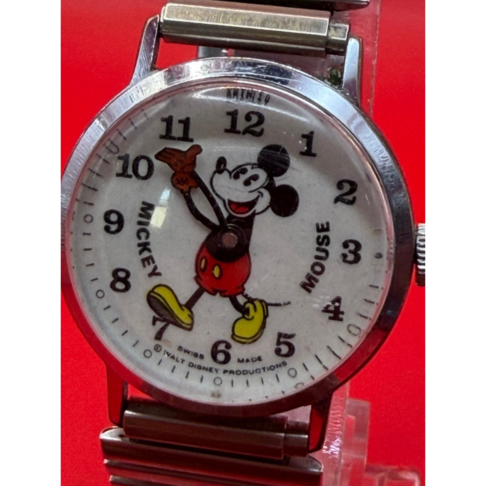 vintage Bradley Mickey Mouse wristwatch featuring a “pie-eye” design