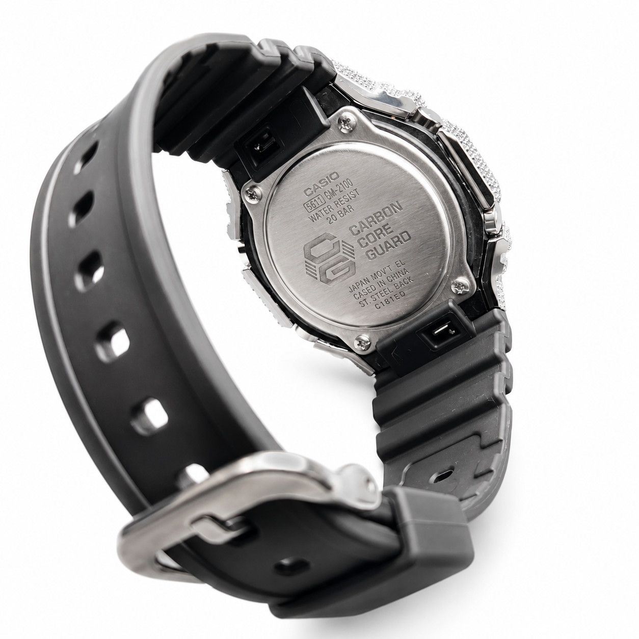 Moissanite Fully Iced Out G-SHOCK Casio GA-2100 – D Color, Flawless Clarity