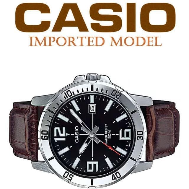 Brand new Casio imported men’s 50m water-resistant simple black and silver w