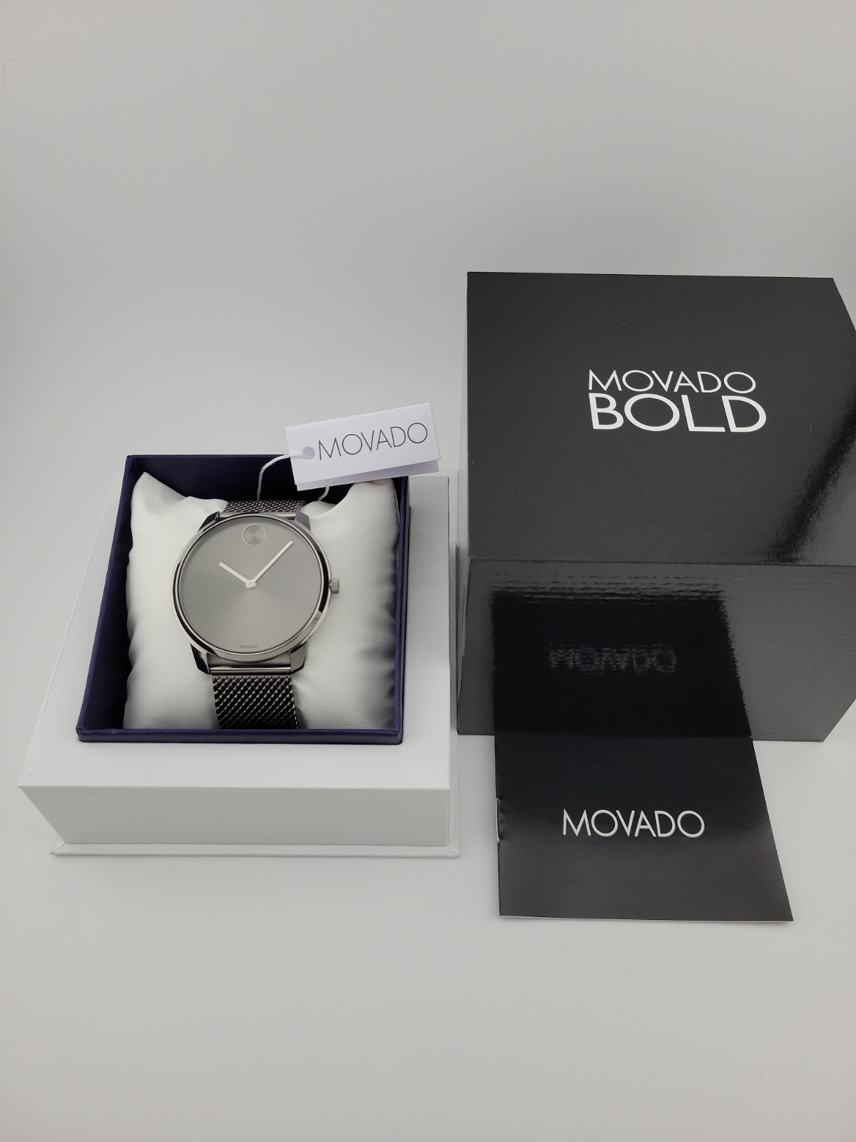 $695 MSRP | Movado Men’s Bold Gray Dial Stainless Steel Watch – 3600599 NEW