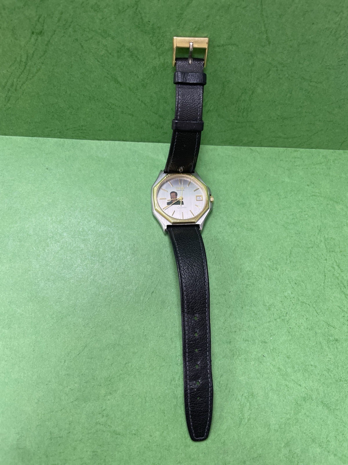 SWISS Cyma President Saddam Hussein Iraq Watch Men Black Dial SS Gold P R2
