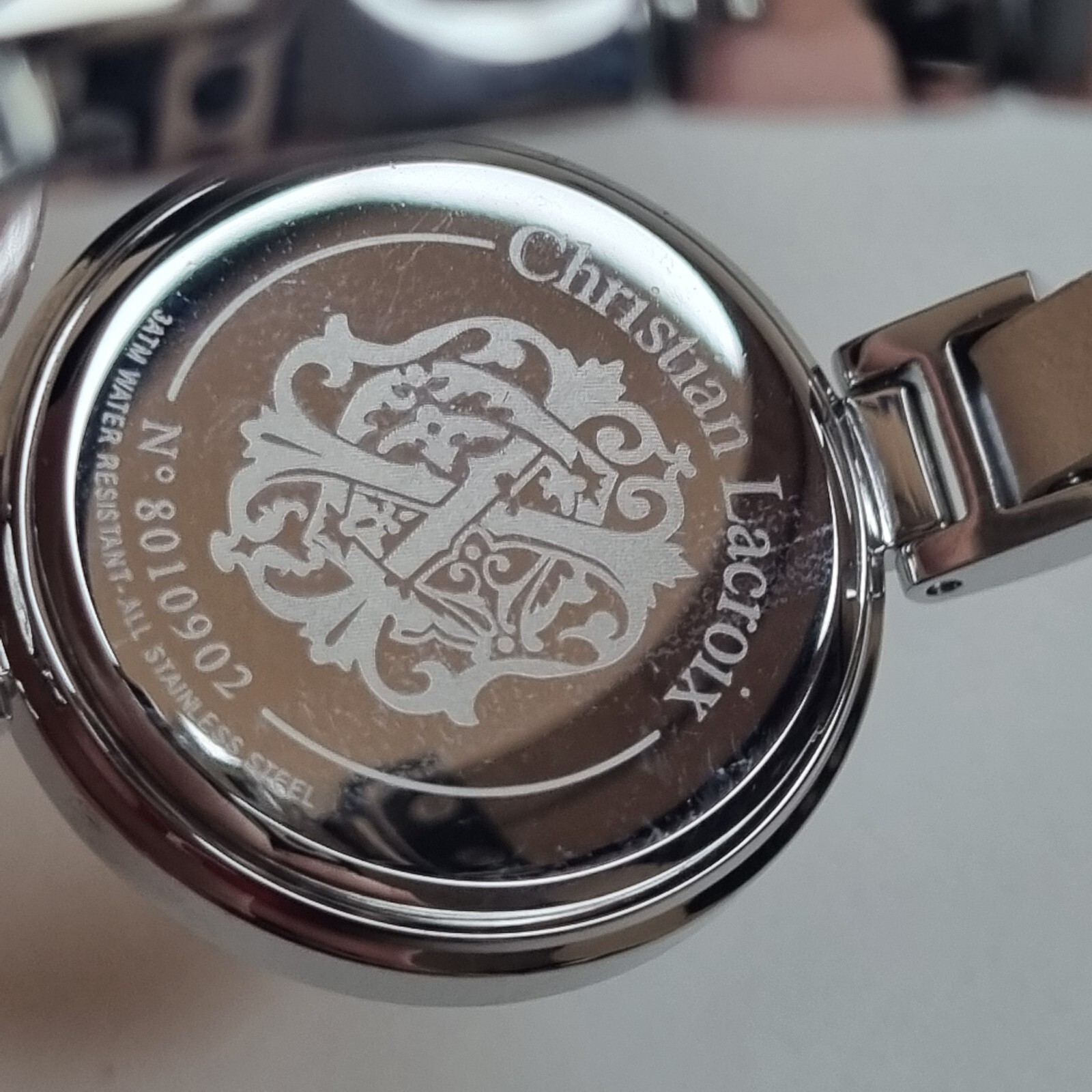 Christian Lacroix Silver & Black Leather Ladies Watch N°8010902 New Old Stock