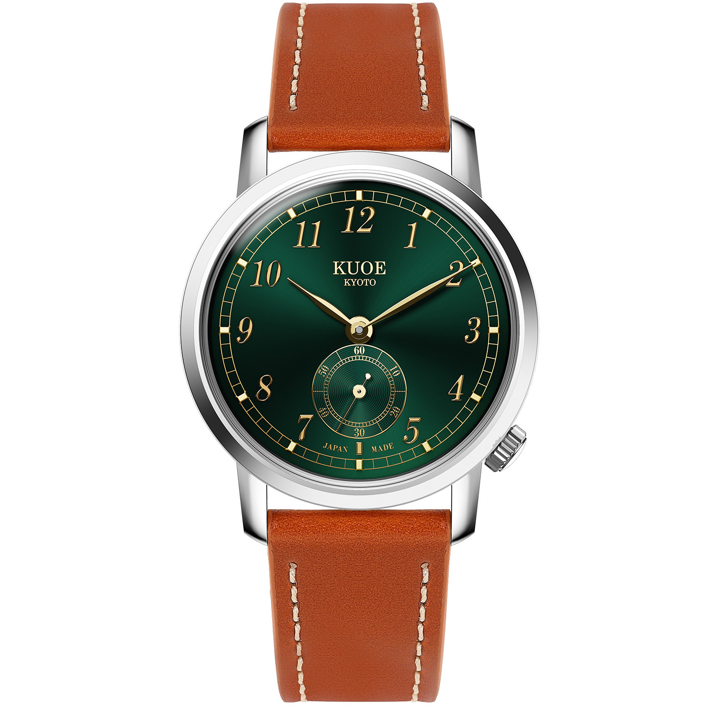 KUOE KYOTO OLD SMITH 90-007 Small Seconds Automatic Green Dial Whiskey Cordovan