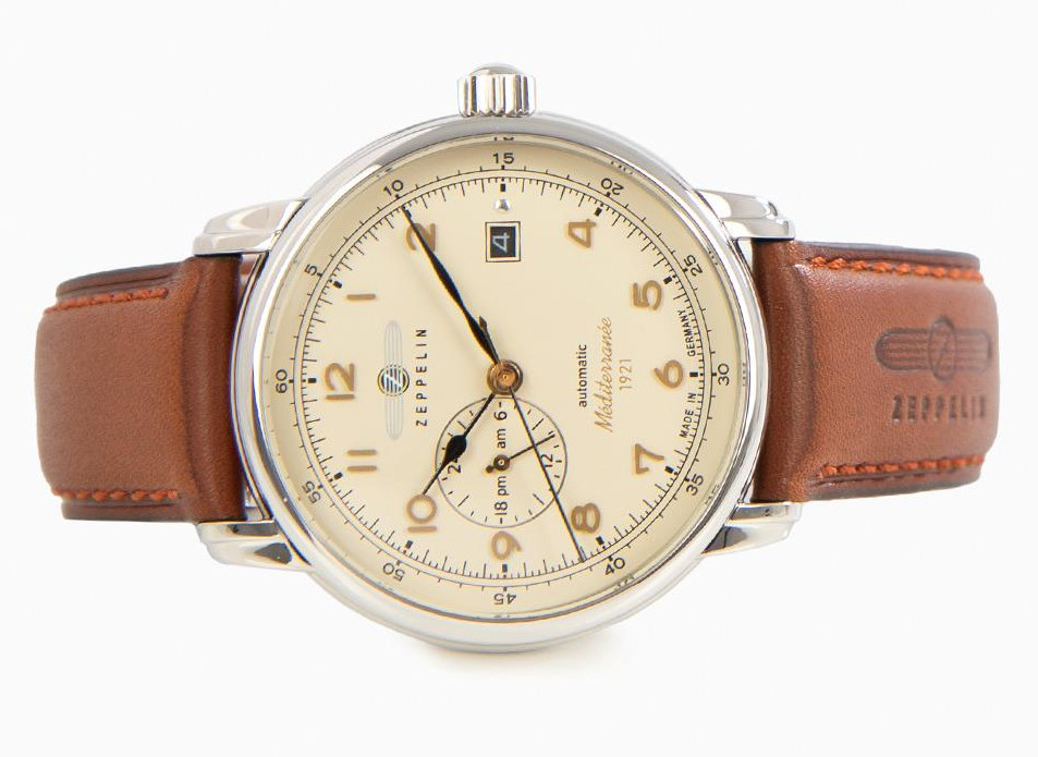 Zeppelin Automatic Men’s Watch Beige Dial Leather Band Méditerranée 9668-5