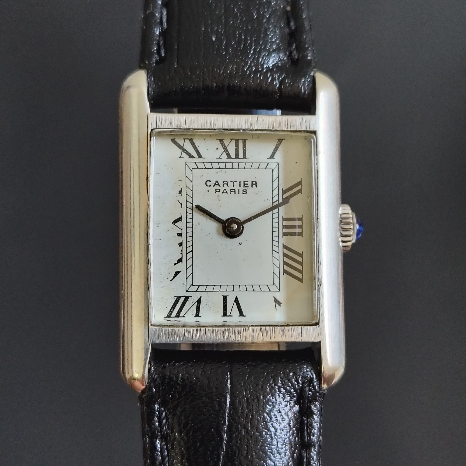 Vintage Rare Cartier Tank Louis Paris 1960s Solid Argent 925 20x28mm