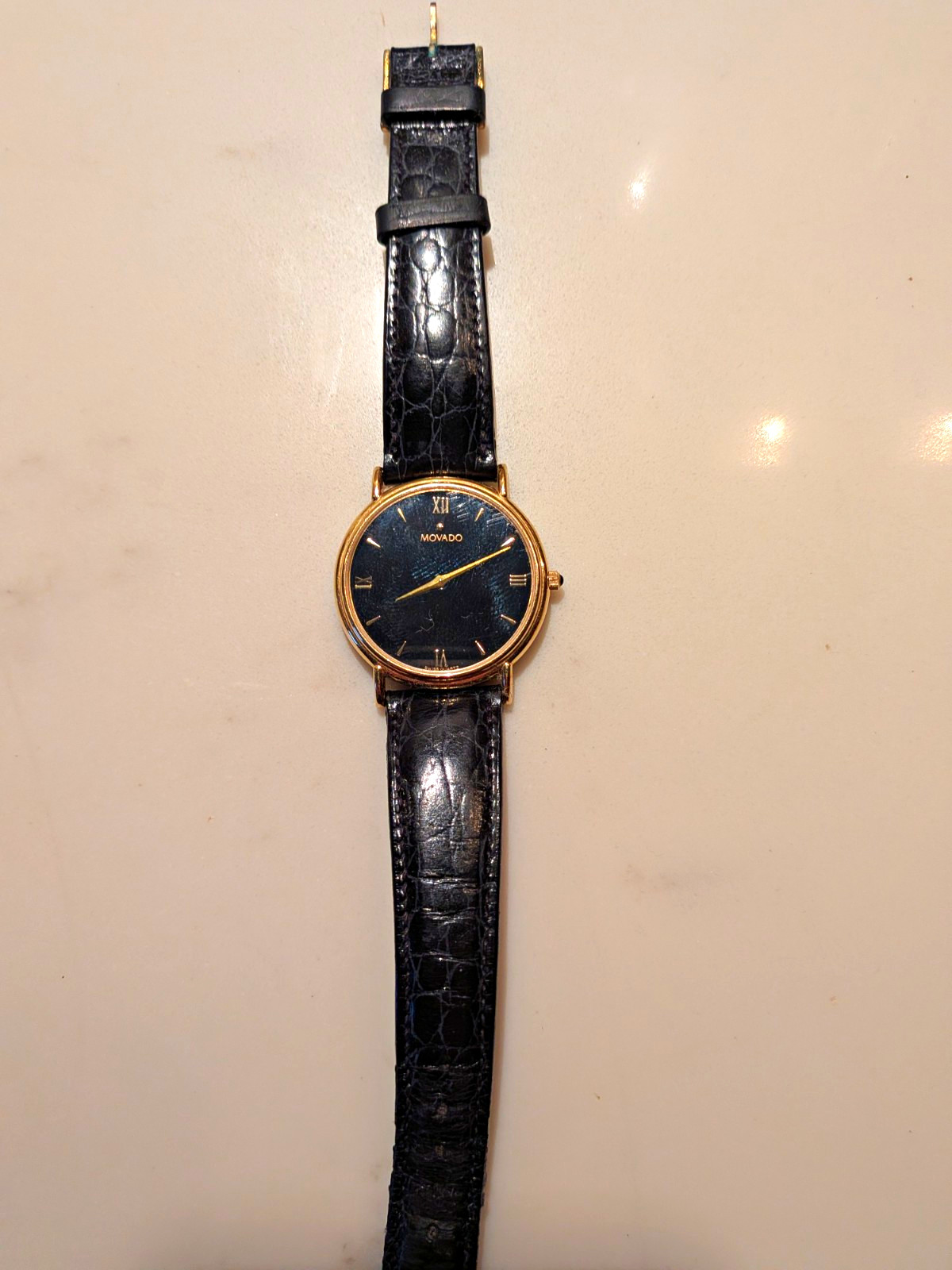Vintage Movado Museum Watch Gold Tone 87-64-0885 Black Dial Quartz Men’s Swiss