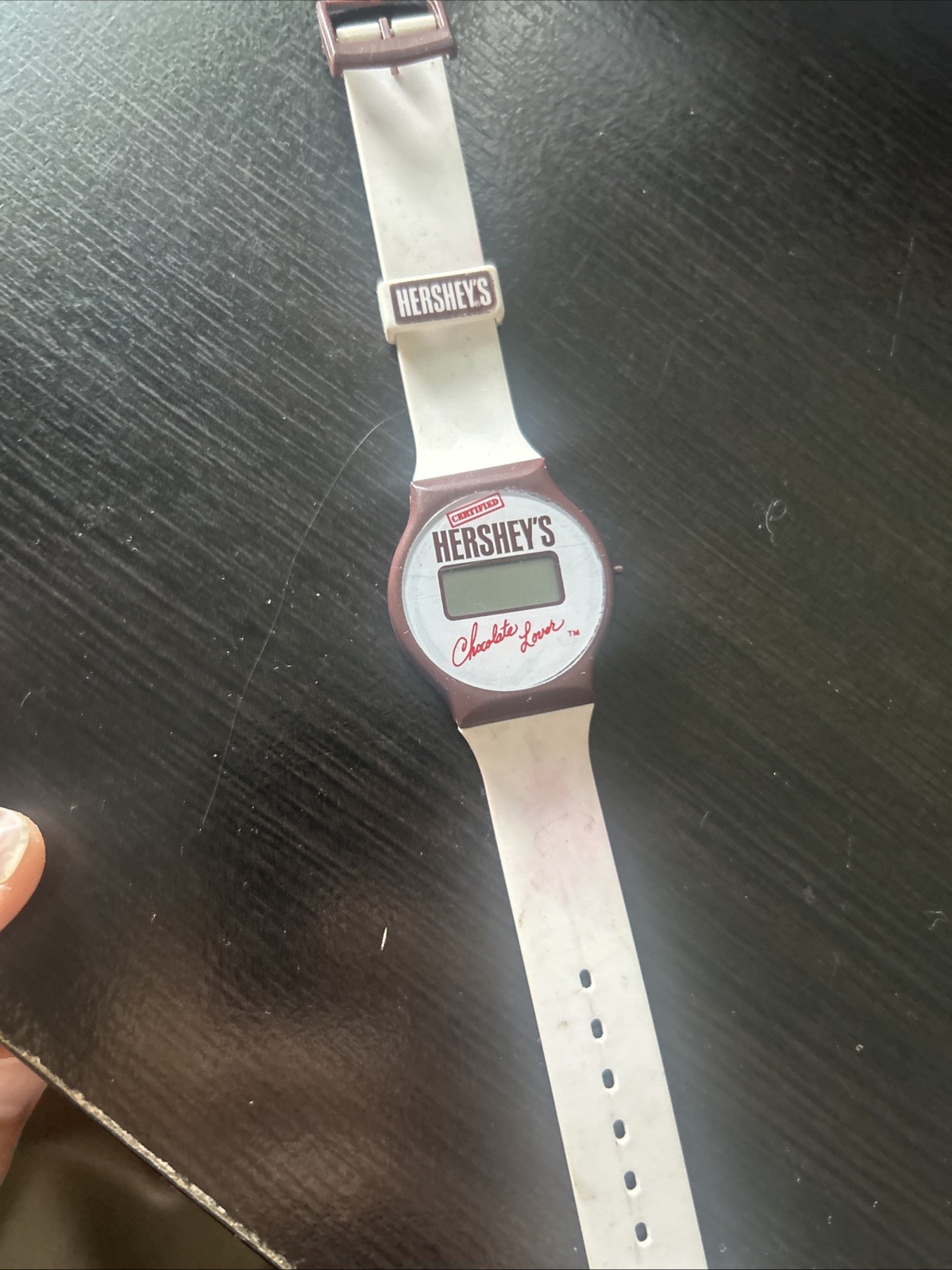 vintage “Certified Hershey’s Chocolate Lover” digital wristwatch from 1988.