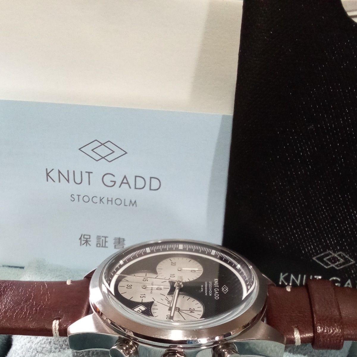 Knut Gadd Stockholm Cult Chrono Mens Quartz Watch Reverse Panda Leather 10 ATM