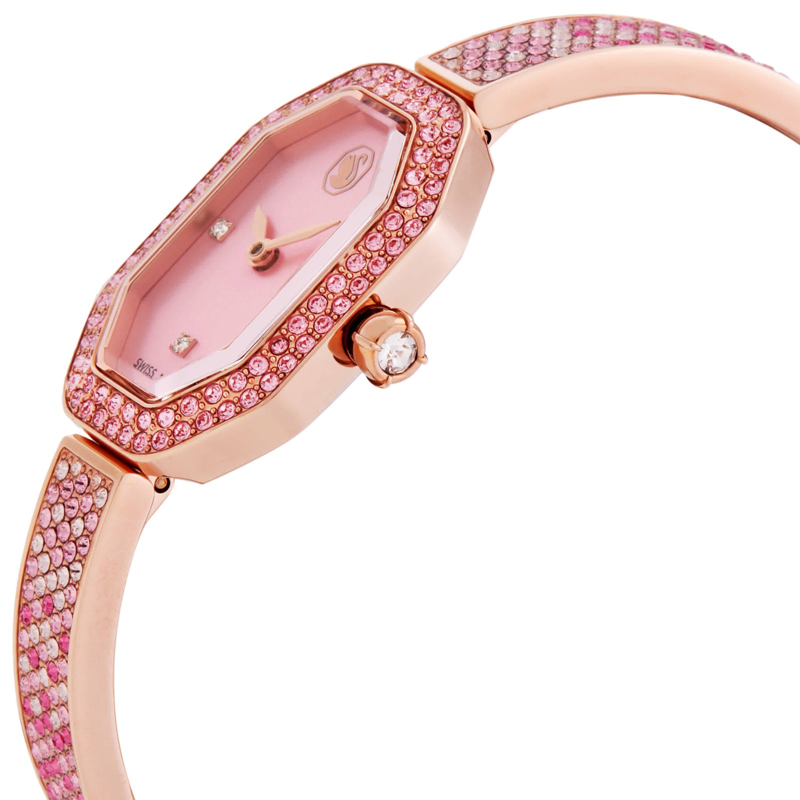 Swarovski Dextera Bangle Quartz Crystal Pink Dial Ladies Watch 5717588