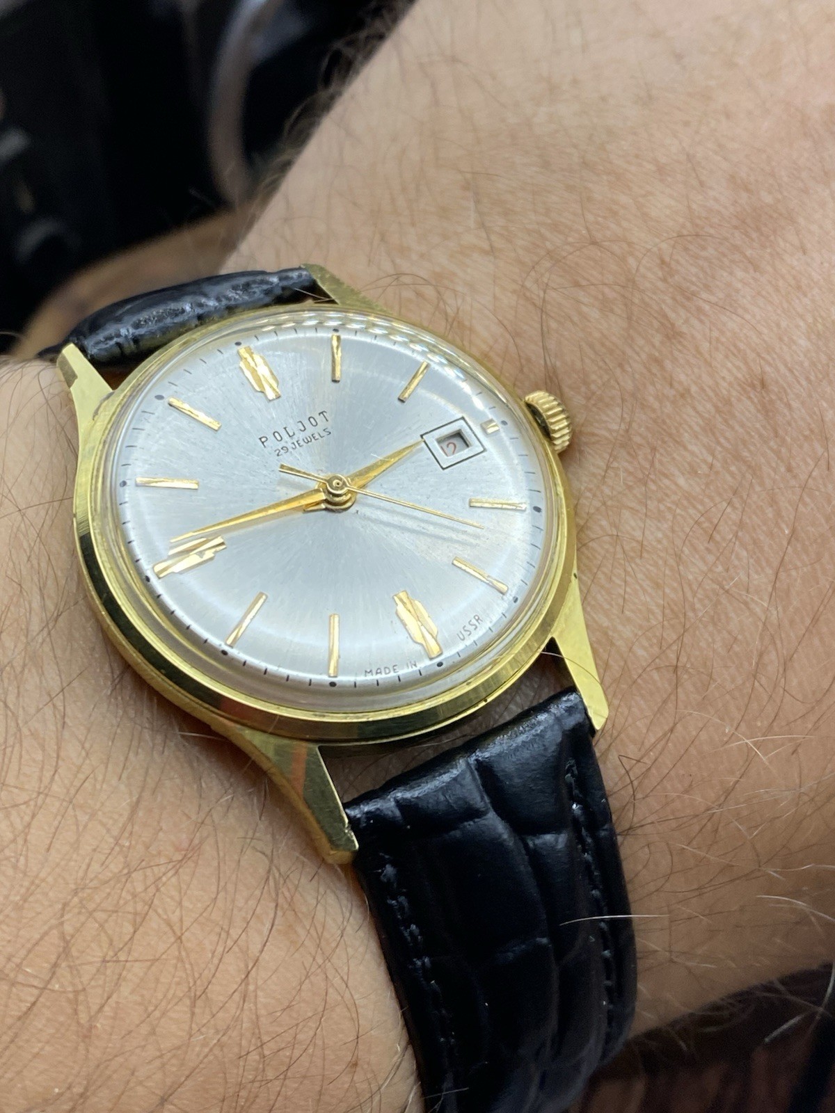 1960s POLJOT DE LUXE AUTOMATIC 29 JEWELS 1MChZ vintage USSR Soviet watch #9538