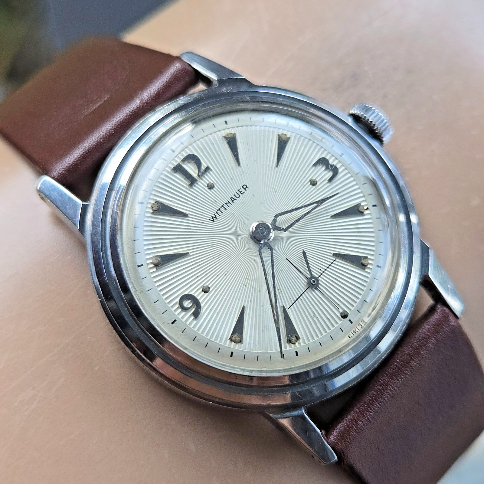 Vintage WITTNAUER men’s manual wind watch 10SG Sunburst dial 1950s