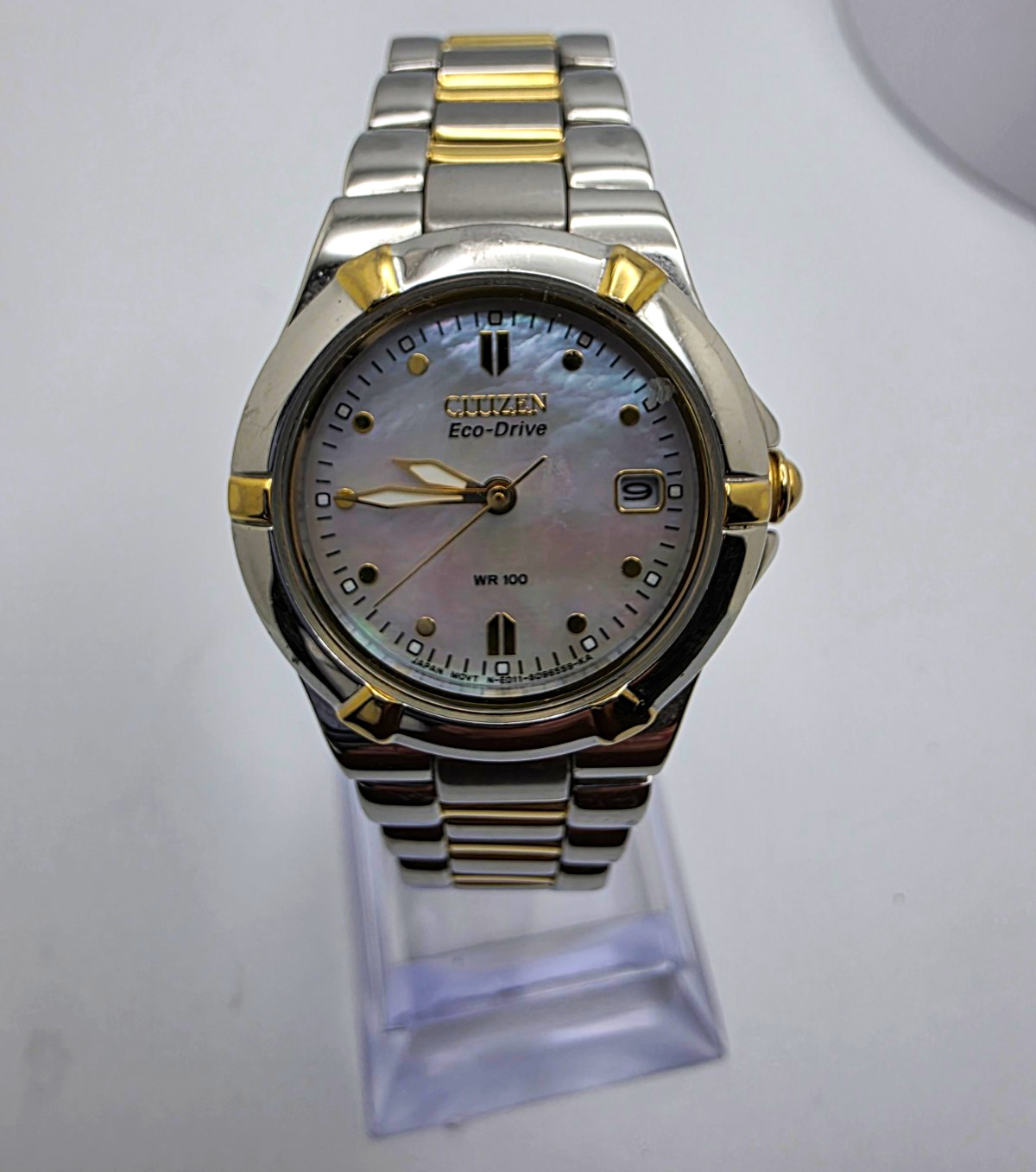 Citizen Eco-Drive E011 Women’s Two-Tone MOP Dial Date WR100 Watch