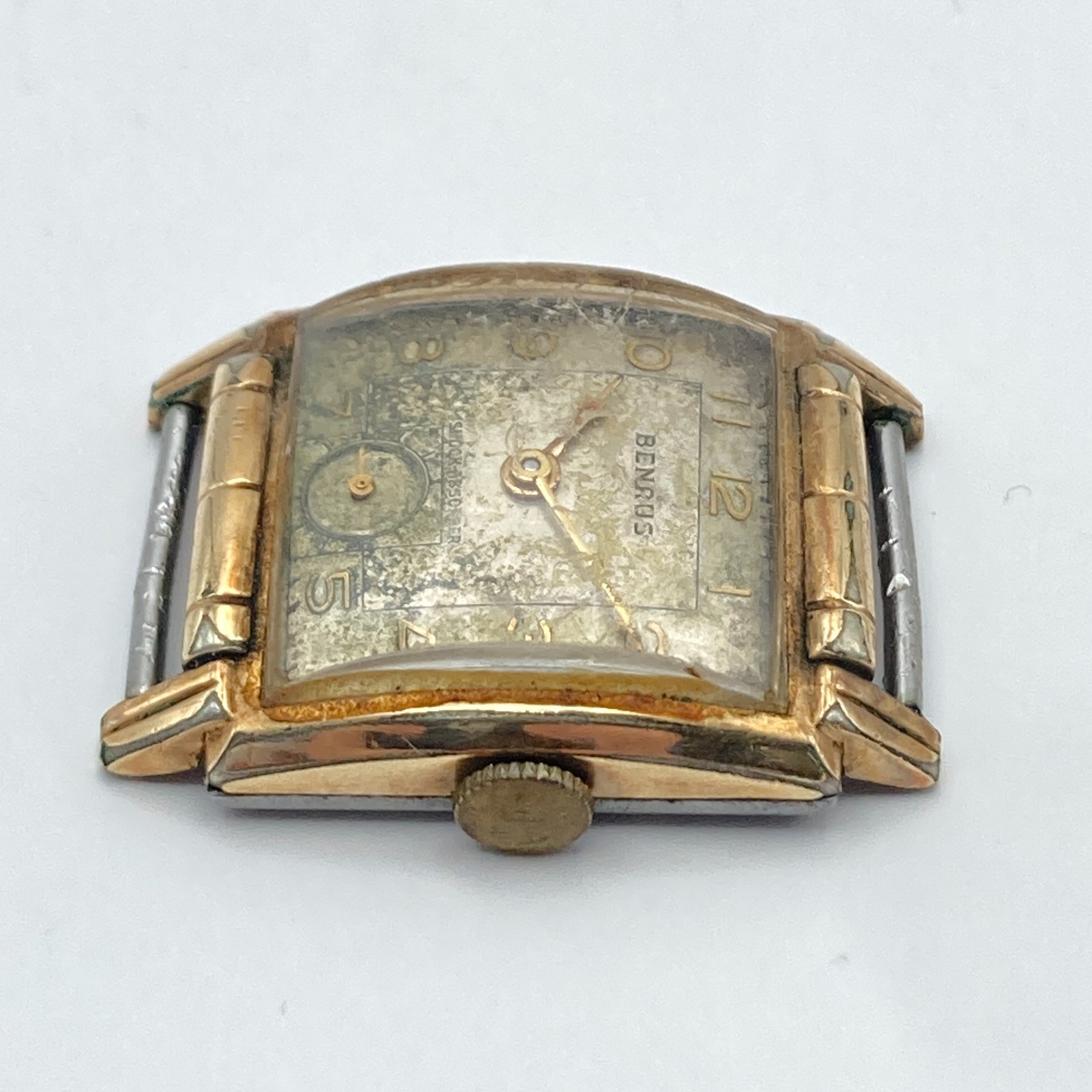Vintage Benrus Men’s Watch 25mm Gold Tone Tank Small Second Manual Wind Up Runs
