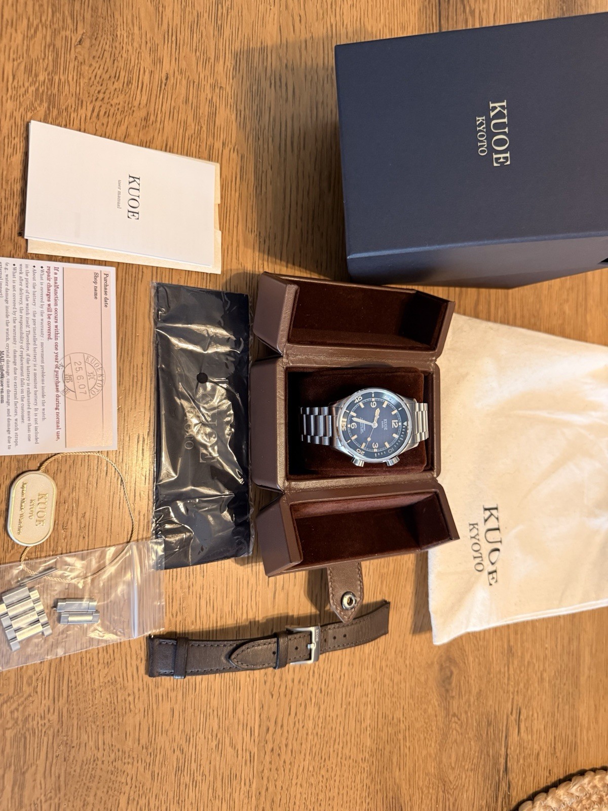 KUOE Kyoto SOMBRERO 90-011 Gradation Navy Automatic 20ATM Linen Dial from JAPAN