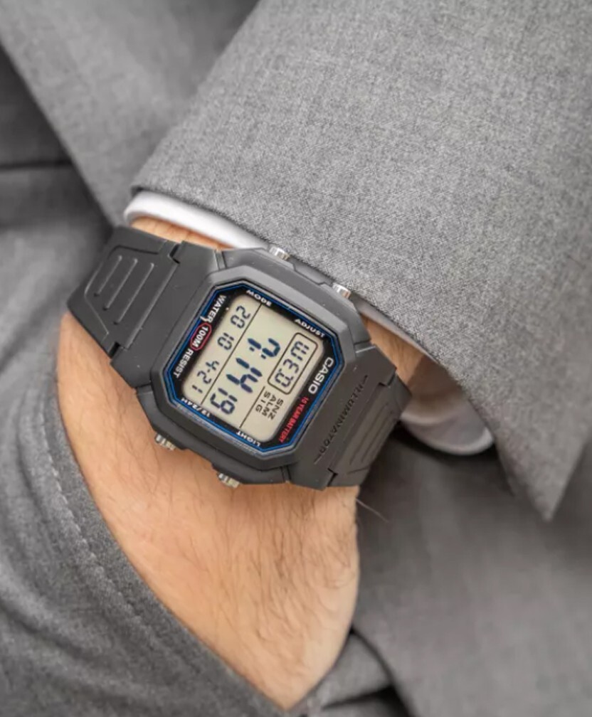 Casio W800H-1AV, 10 Year Battery,Chronograph Resin Watch, 100 Meter, Alarm, Date