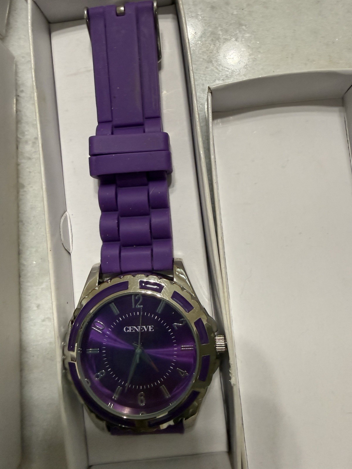 Geneve Quartz Analog Wristwatch Silicone Strap Assorted Colors w/ Box
