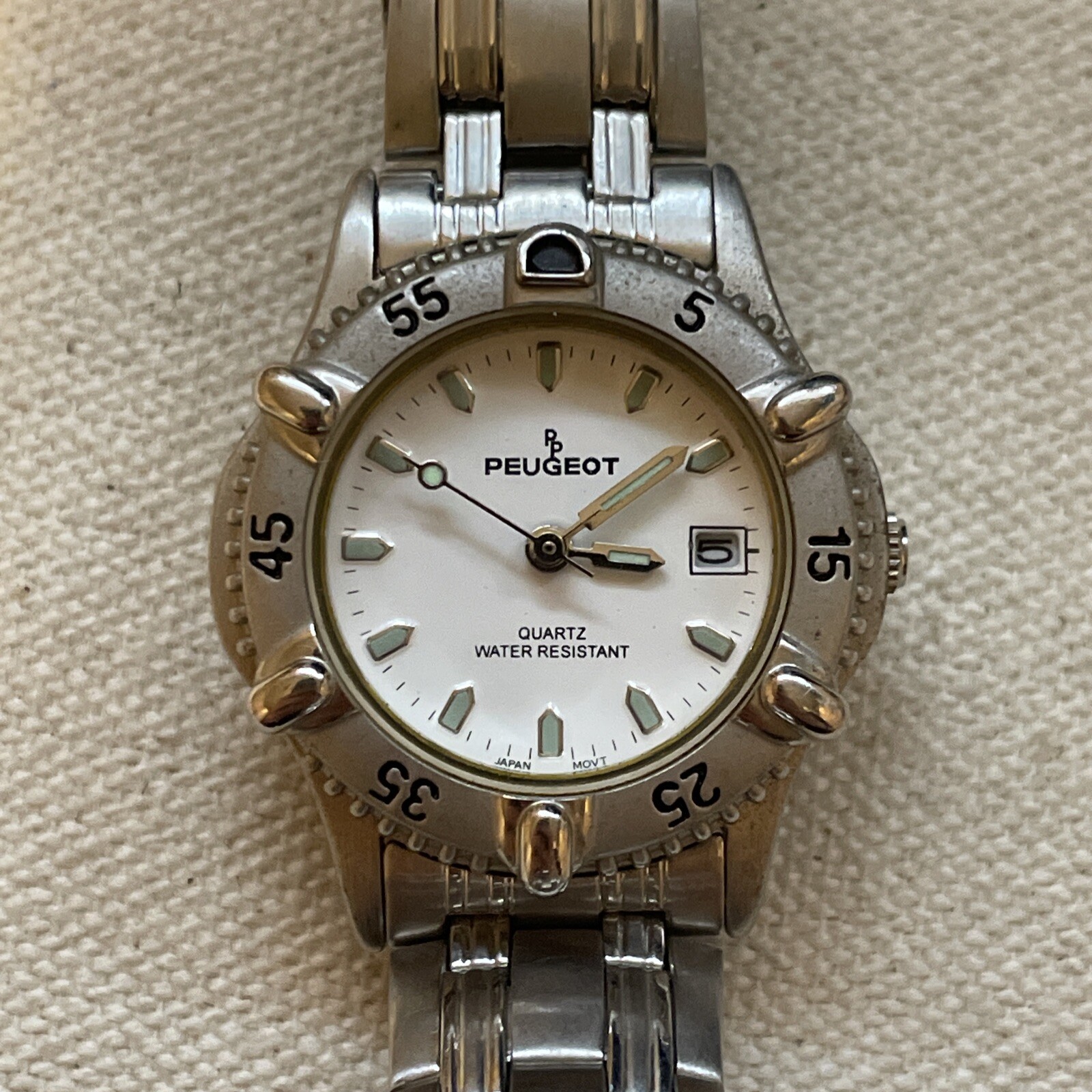 Paul Peugeot Analog Wristwatch Silver Tone Stainless Steel Band New Battery 26mm