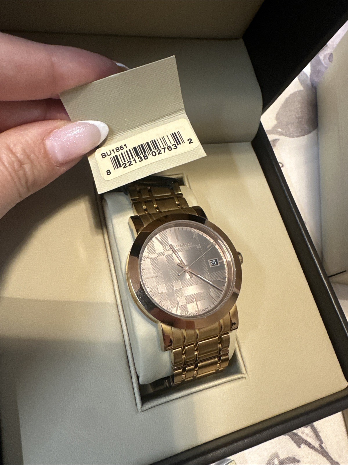 Burberry BU1861 Women’s Rose Gold Stainless Steel Watch w/ Box & Papers