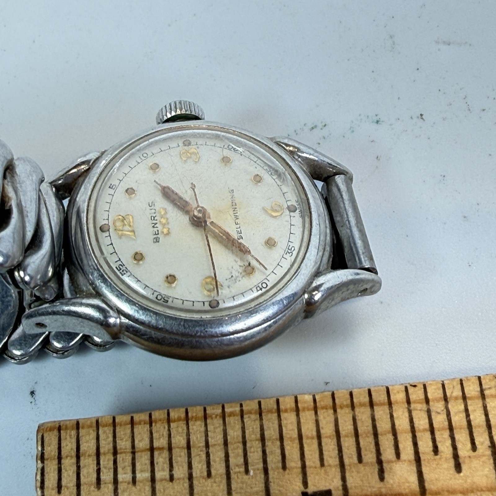 Vintage 1960s Benrus Military Mechanical Ladies Selfwinding Watch Runs
