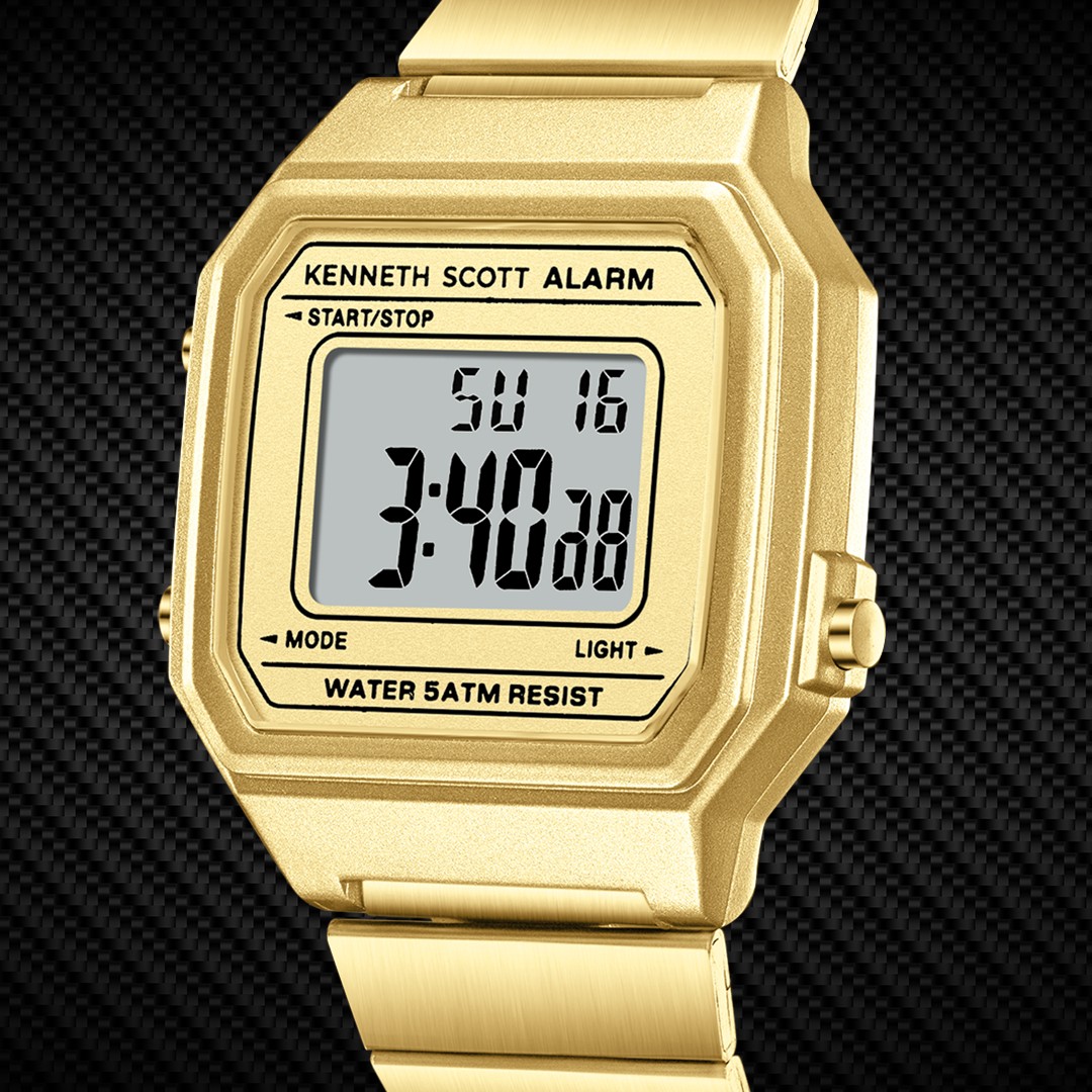 Kenneth Scott Women’s Digital Watch | Champagne Dial, 43mm, 50 m (5 ATM)