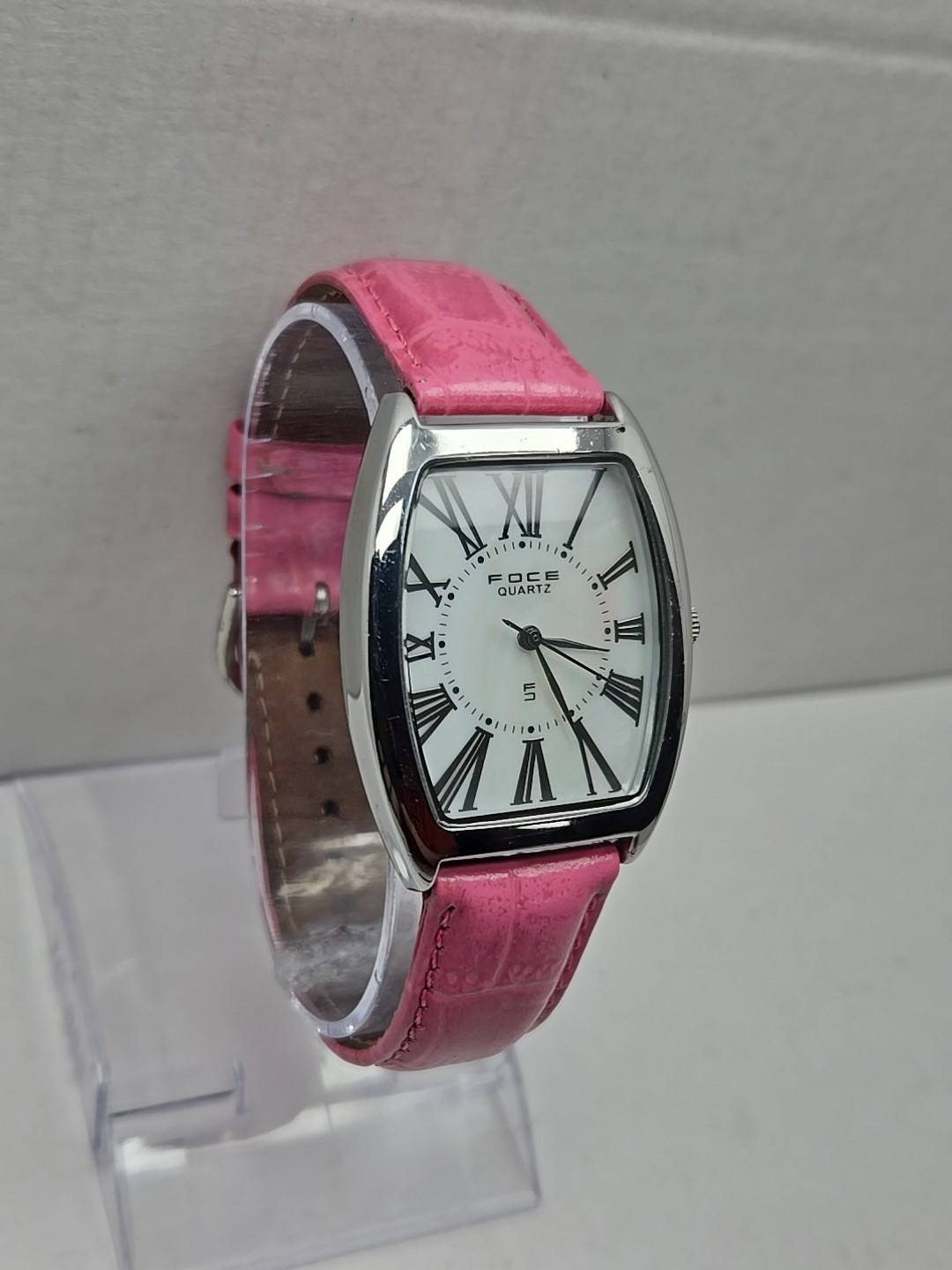 Womens Vintage Foce India Watch Silver Tone Mother Of Pearl Watch New Battery
