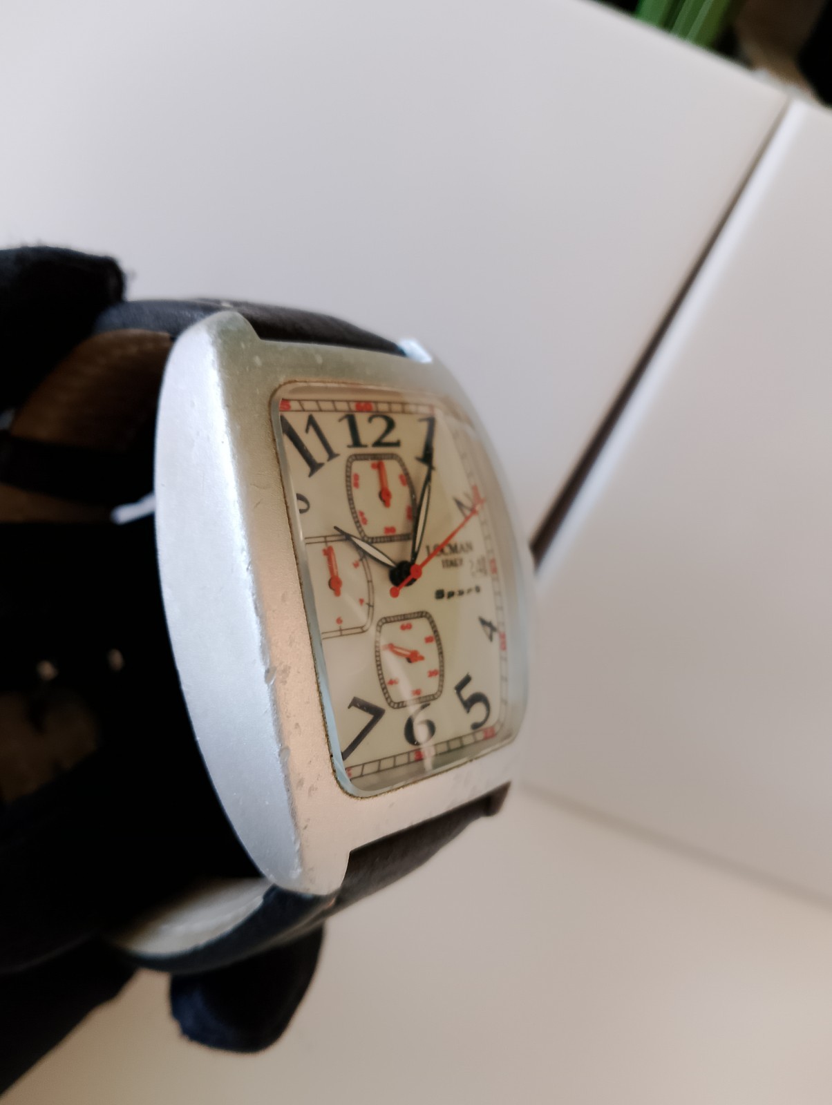 LOCMAN SPORT SILVER-GRAY CHRONOGRAPH WATCH Model 487 New Battery Installed!