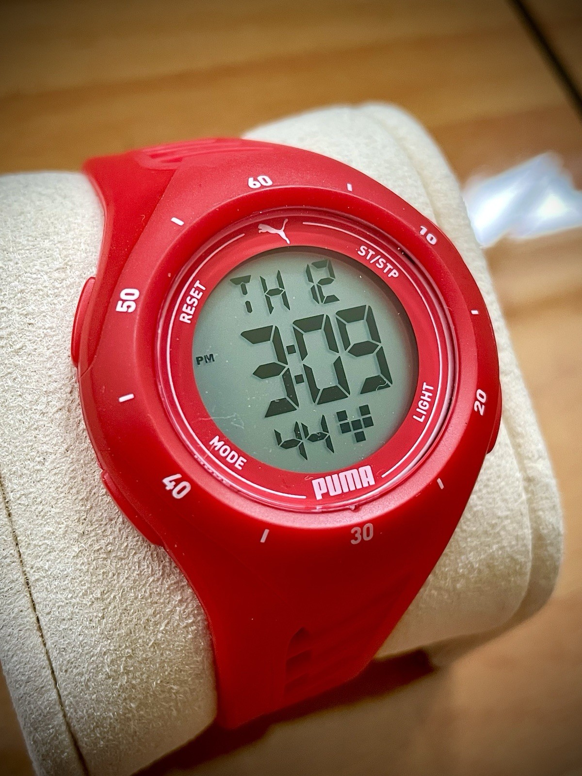 PUMA Women’s Watch P6023- Puma 3 LCD, Red Tone Polycarbonate – New!