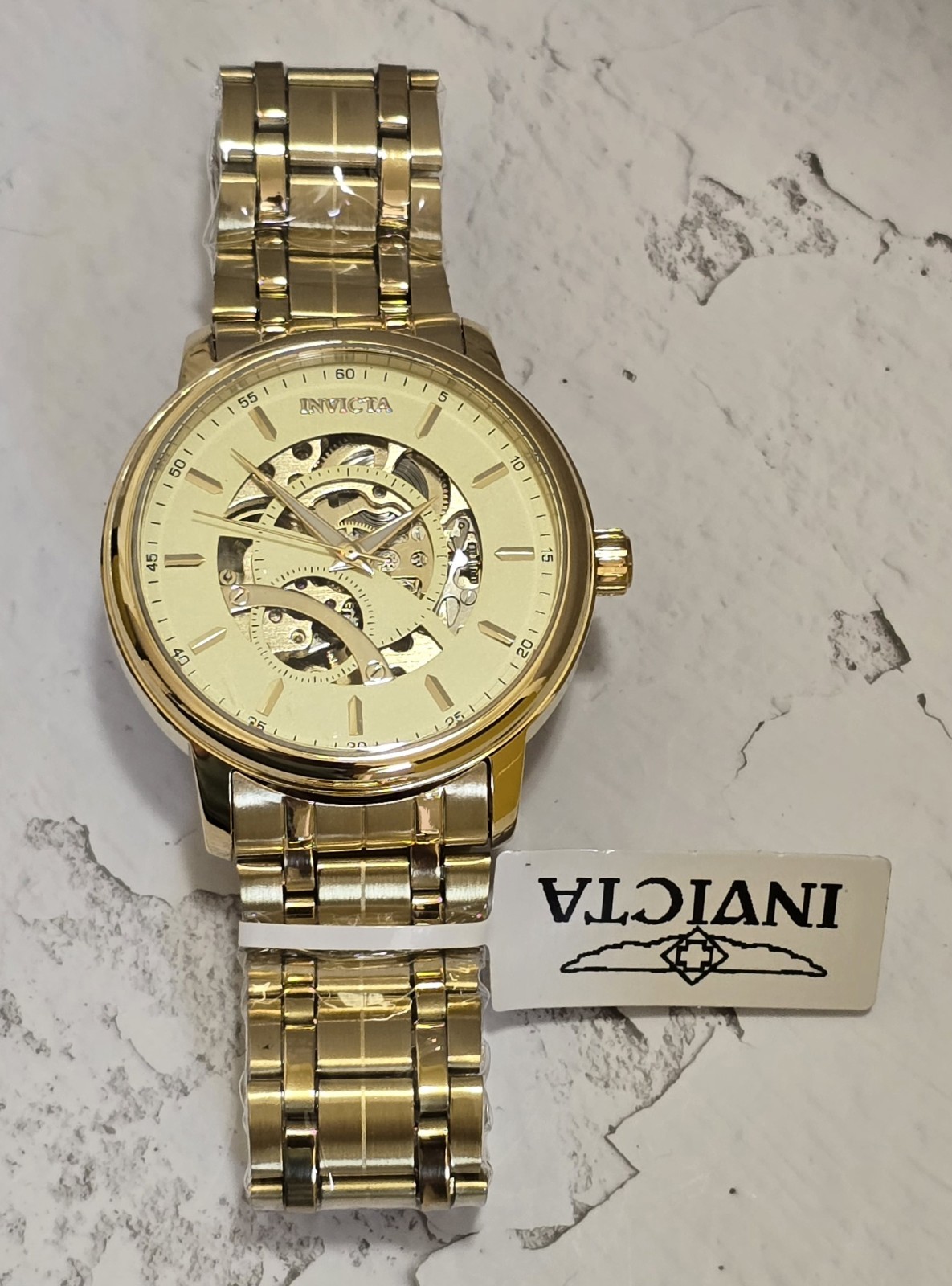 Invicta Objet D Art Arcalis Automatic Men’s Watch Skeleton Dial 42.5mm Gold
