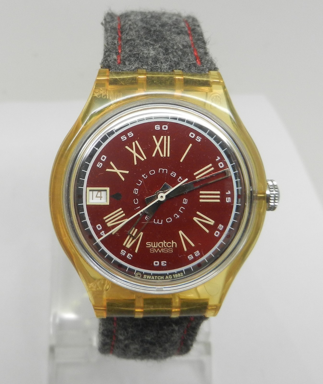 Vintage 37mm Swatch Originals Automatic 1993 Watch NOS New Old Stock Burgundy