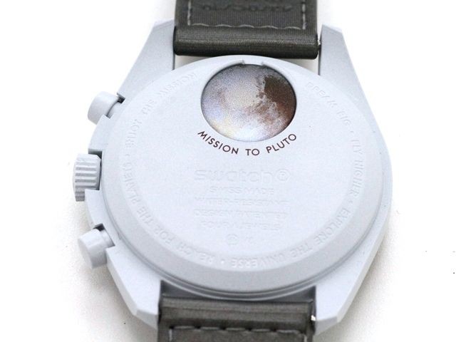 Swatch MoonSwatch Mission to Pluto S033M101 Watch Ceramic Leather Quartz White D