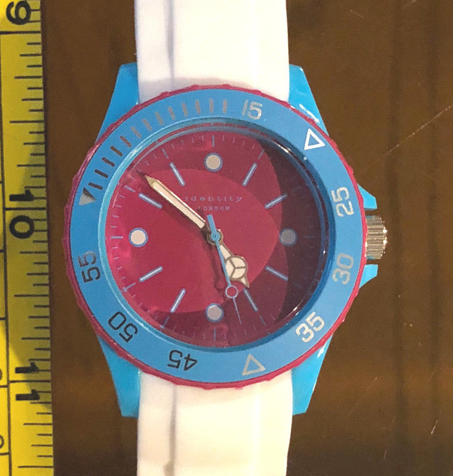 Watch Wristwatch Identity London White Purple Blue New Needs Battery