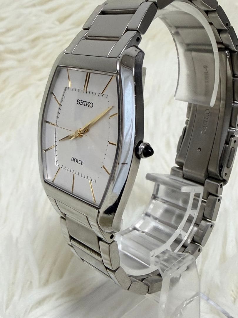 SEIKO Dolce 8J41-0AH0 Quartz Mens Watch Silver Rectangular Japan