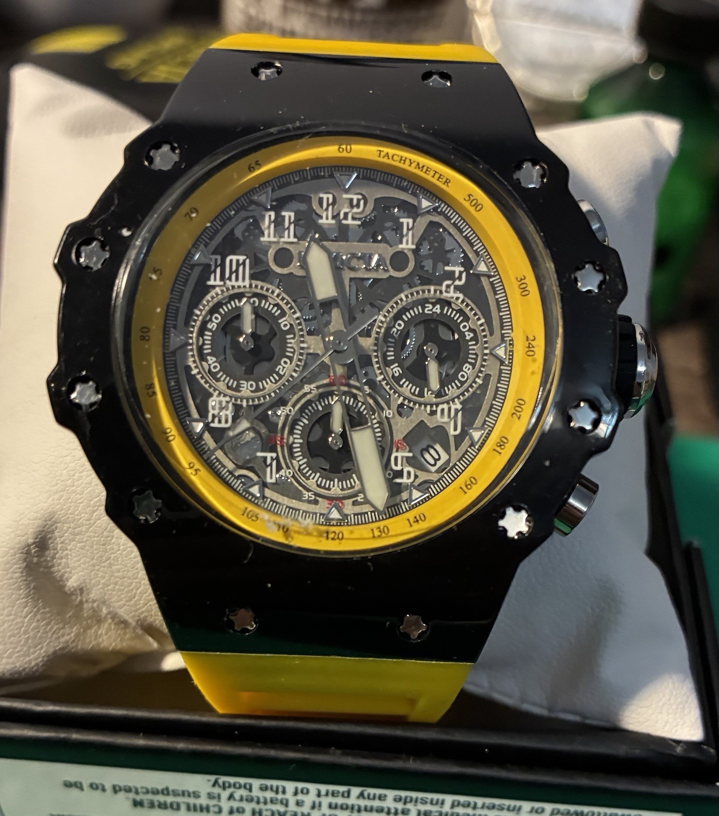 Invicta Subaqua Men’s Quartz Chronograph Watch 50mm Black/Gray Yellow Strap
