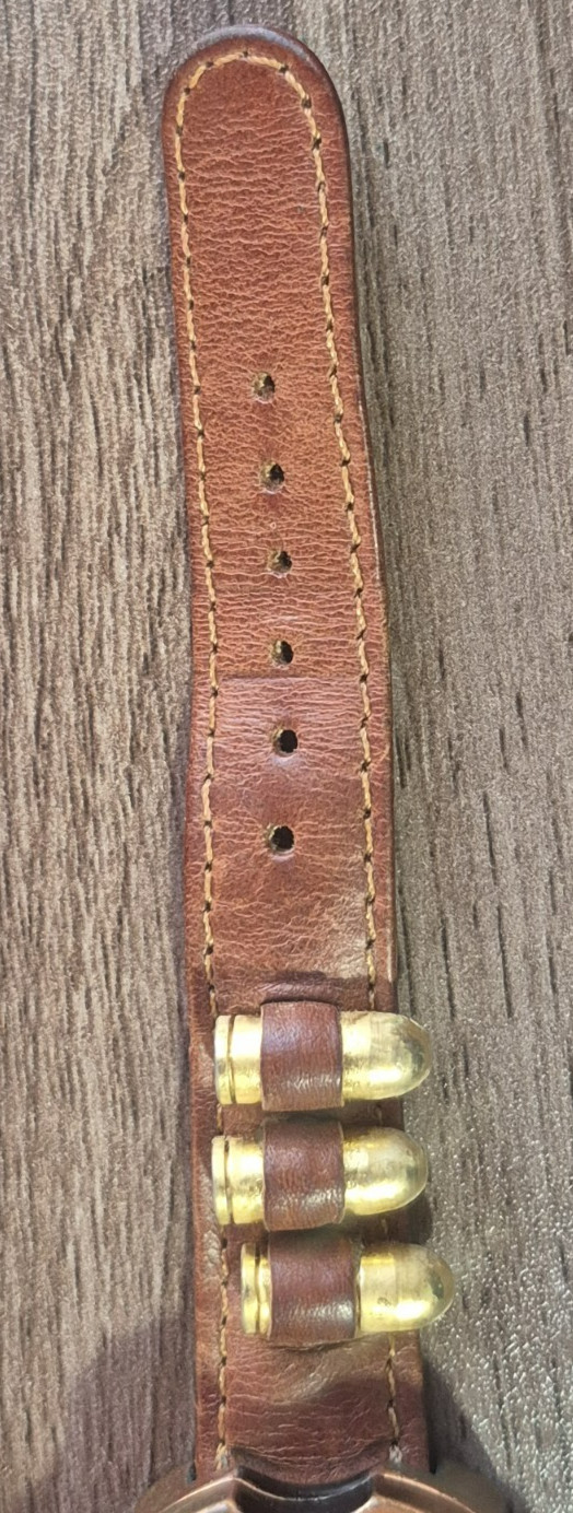 Vintage Python 357 Mag Revolver Cylinder Quartz Watch 41mm Men’s Leather Band