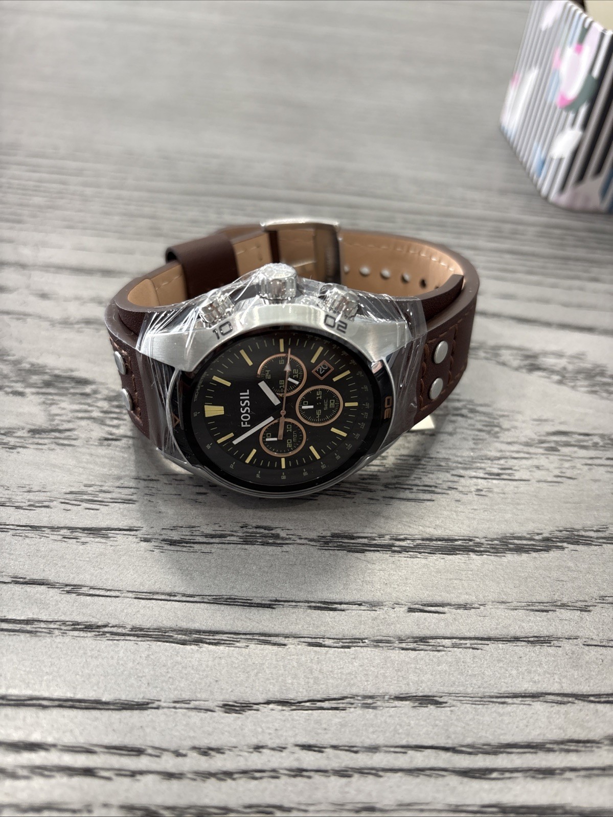 Fossil CH2891 Coachman Wristwatch With Brown Leather Strap