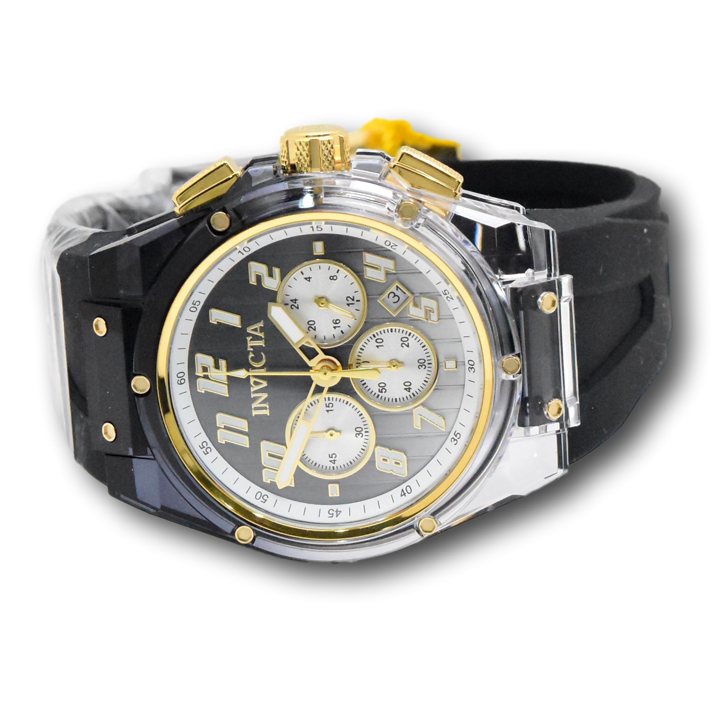 Invicta S1 Rally Prism Color Flip Men’s 44mm Gray Clear Case Chrono Watch 47352